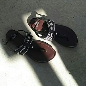 Black and silver sandals